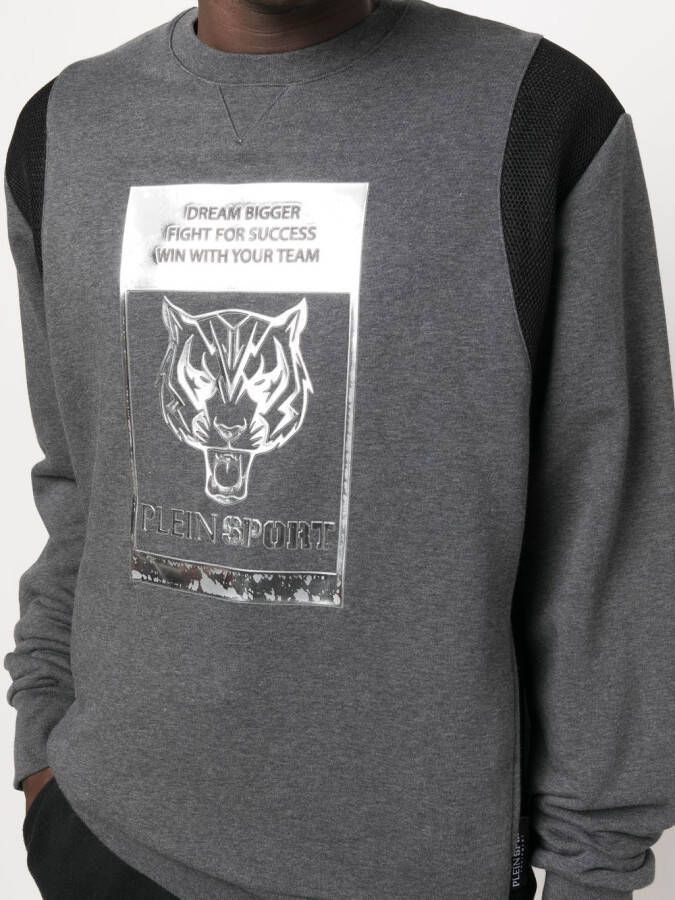 Plein Sport Sweater met logoprint Grijs