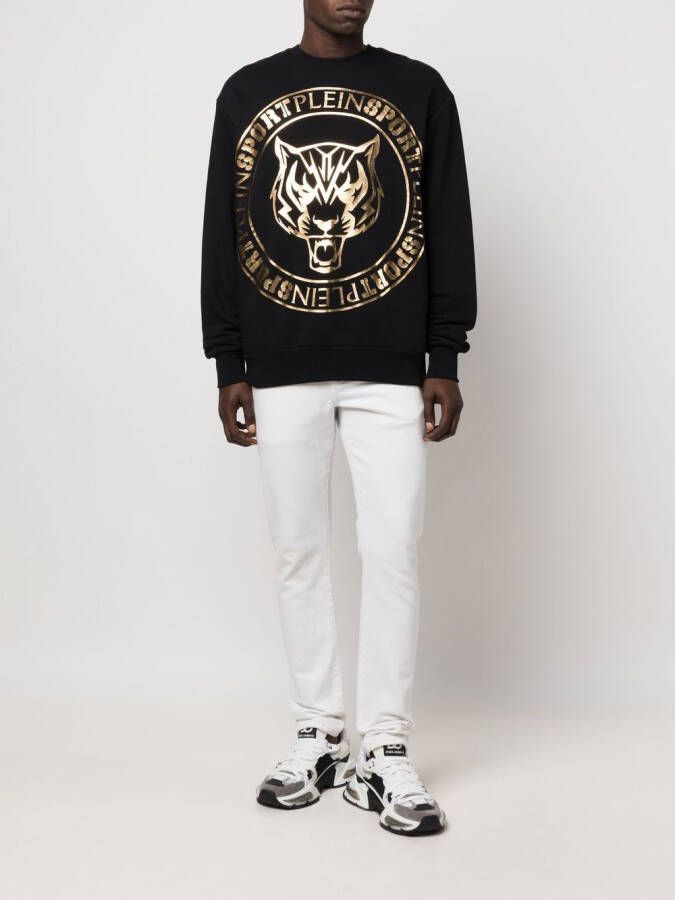 Plein Sport Sweater met logoprint Zwart