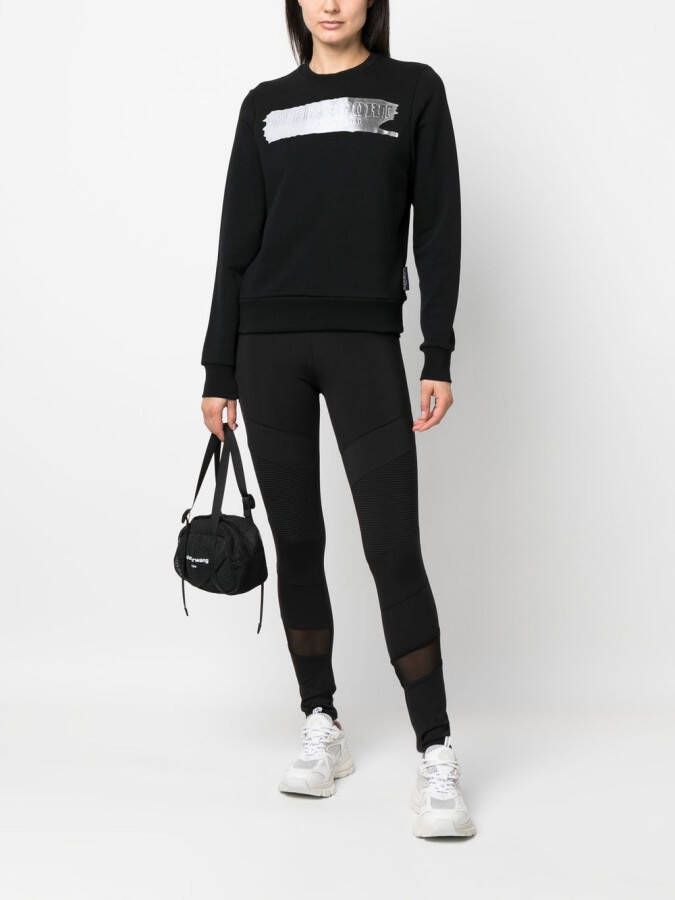 Plein Sport Sweater met metallic logo Zwart