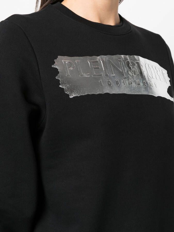 Plein Sport Sweater met metallic logo Zwart