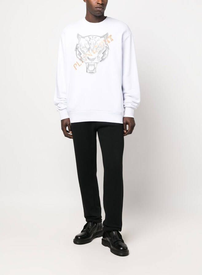 Plein Sport Sweater met tijgerkop Wit