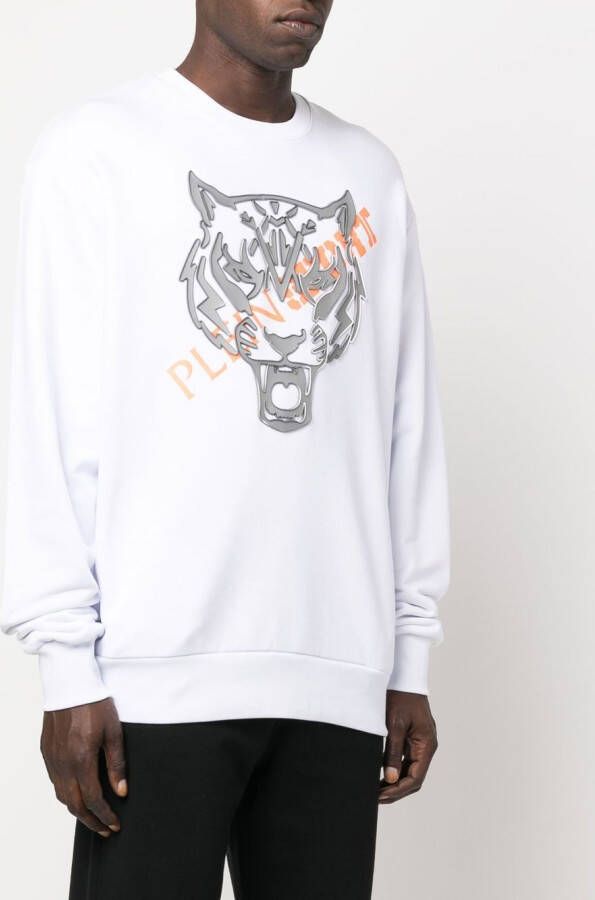 Plein Sport Sweater met tijgerkop Wit