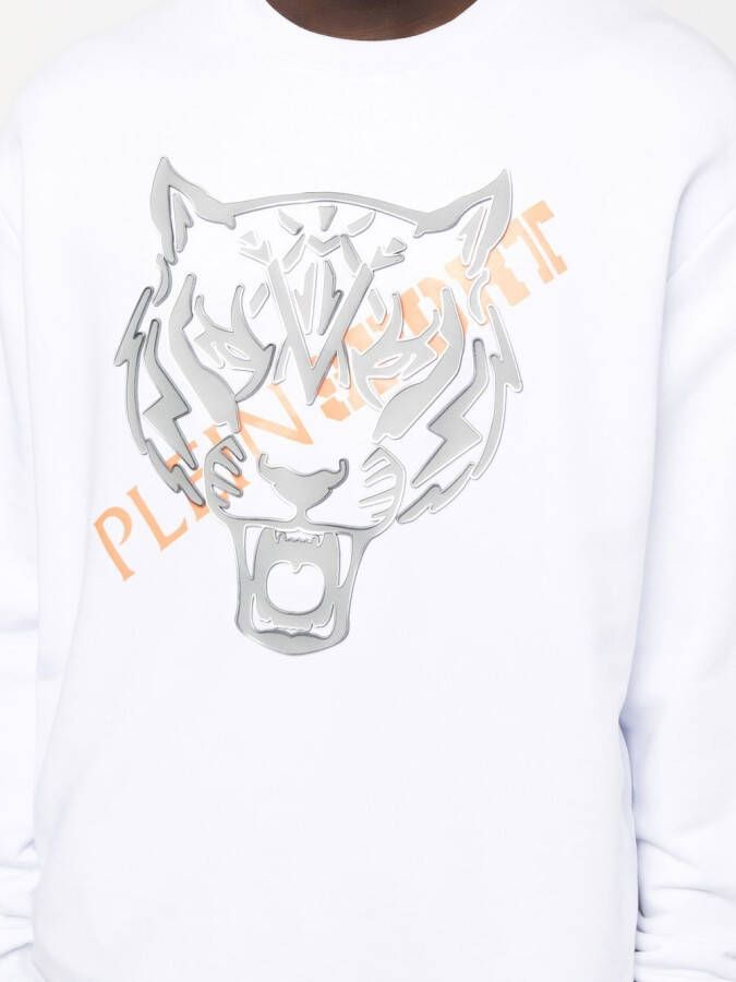 Plein Sport Sweater met tijgerkop Wit
