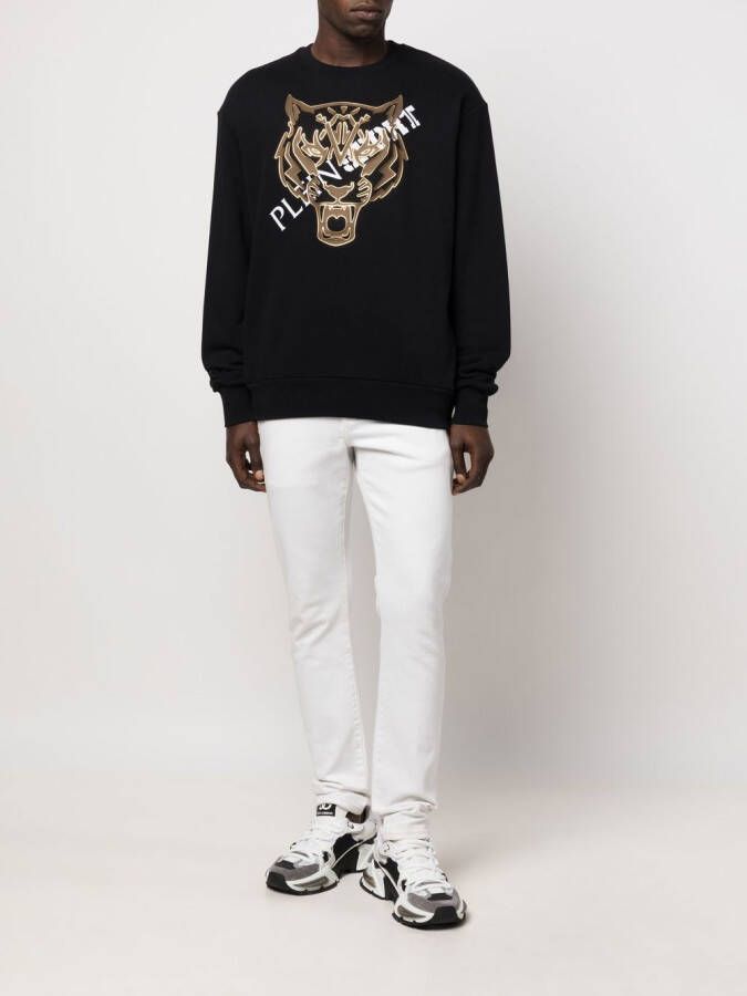 Plein Sport Sweater met tijgerkop Zwart
