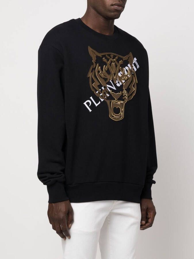 Plein Sport Sweater met tijgerkop Zwart