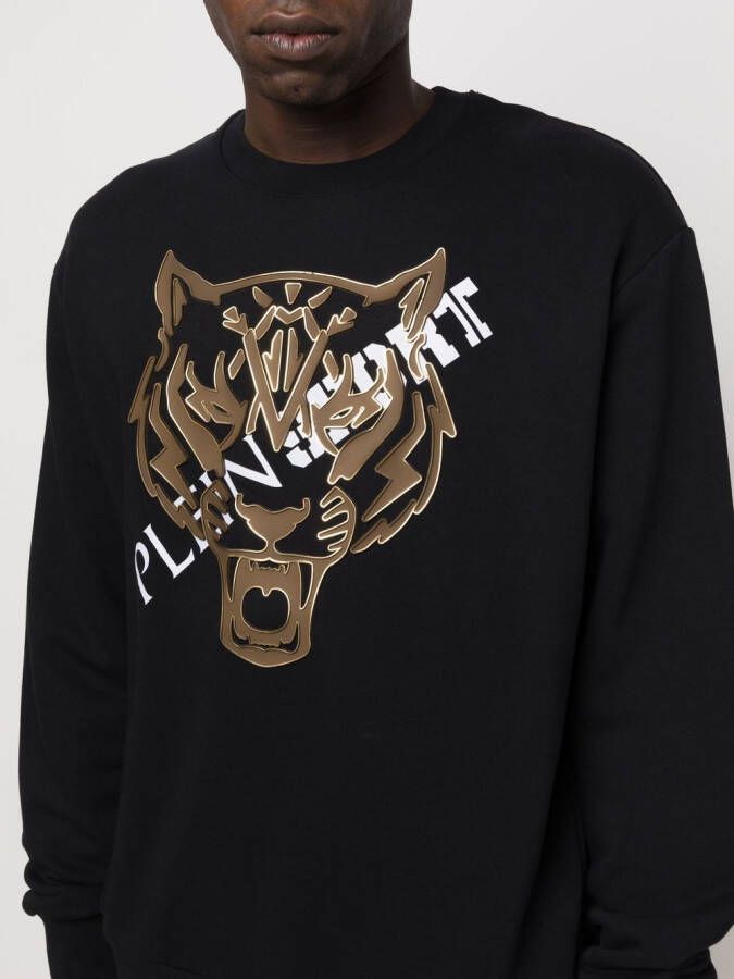 Plein Sport Sweater met tijgerkop Zwart