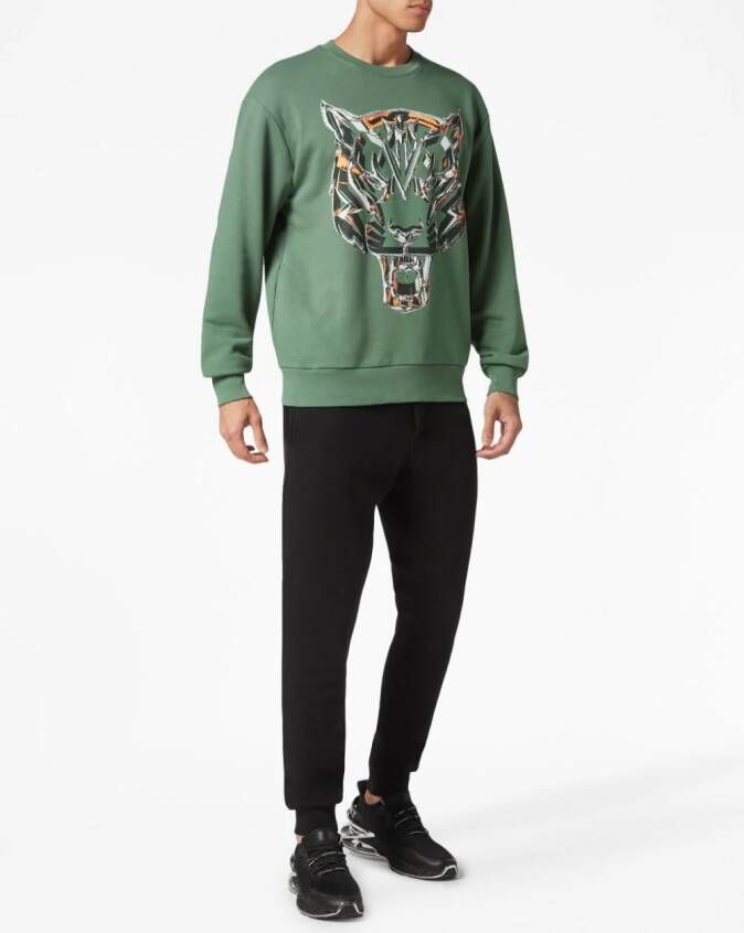 Plein Sport Sweater met tijgerprint Groen