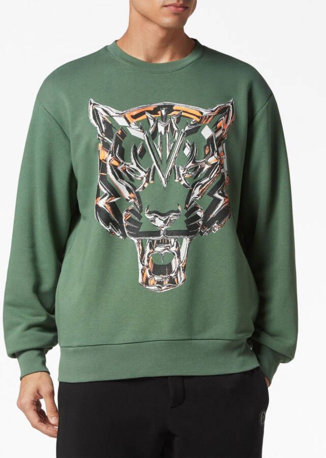 Plein Sport Sweater met tijgerprint Groen