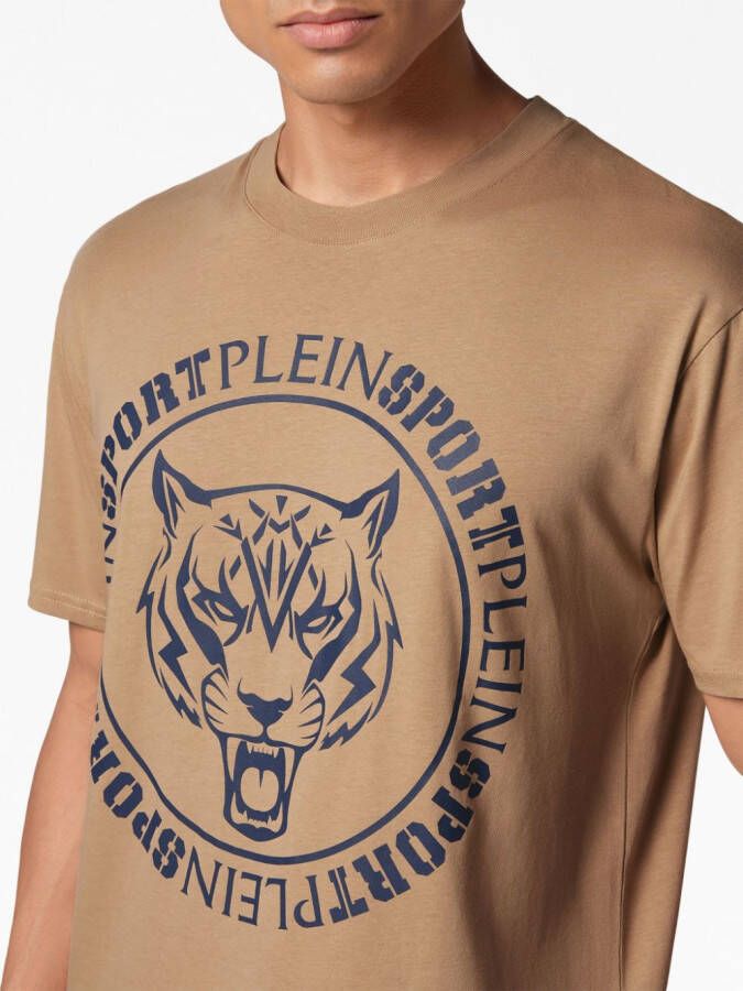 Plein Sport T-shirt met tijgerprint Beige