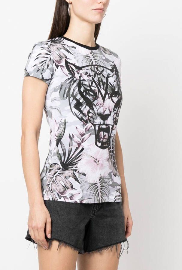 Plein Sport T-shirt met tijgerprint Wit