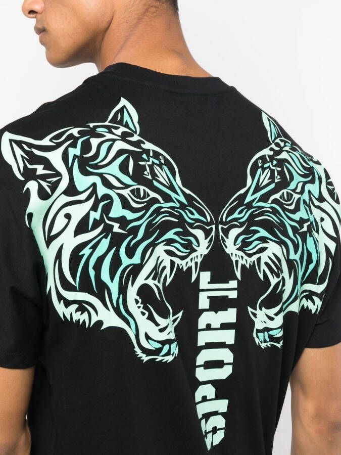 Plein Sport T-shirt met tijgerprint Zwart