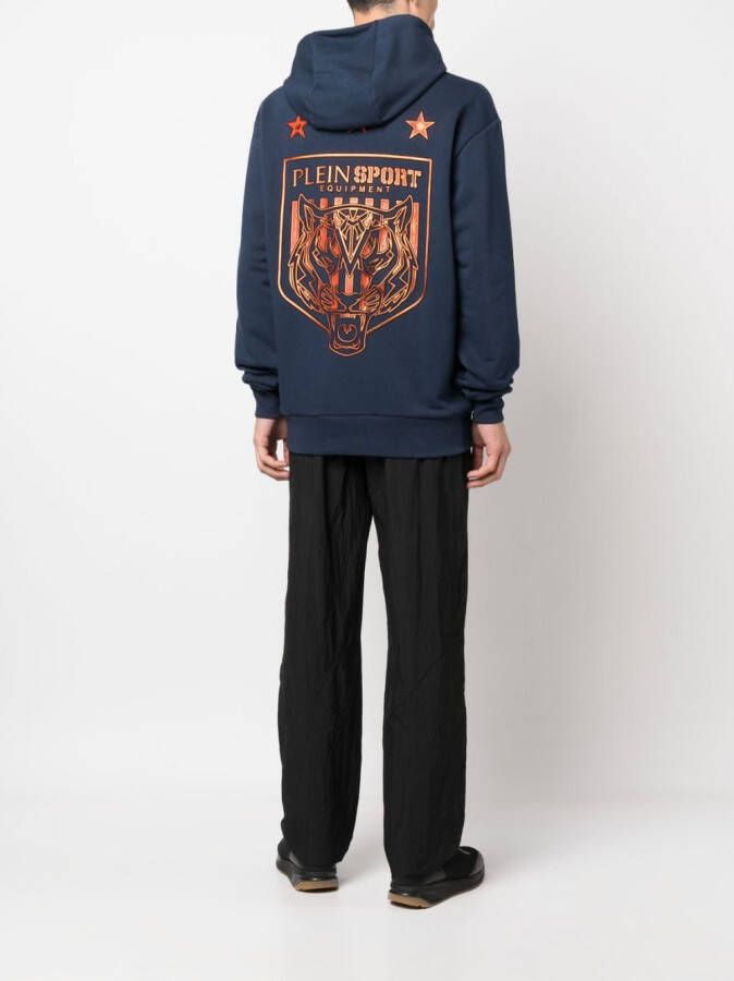 Plein Sport Hoodie met geborduurde tijger Blauw