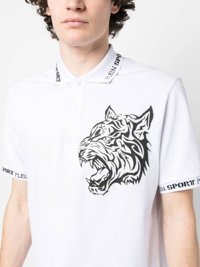 Plein Sport Poloshirt met tijgerprint Wit