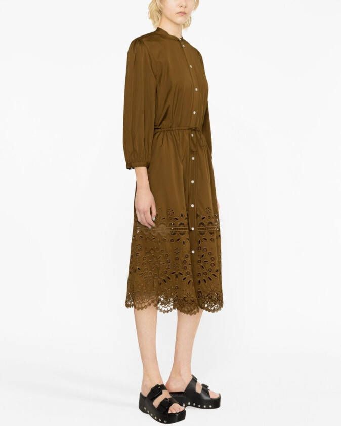 Polo Ralph Lauren Broderie anglaise blousejurk Bruin