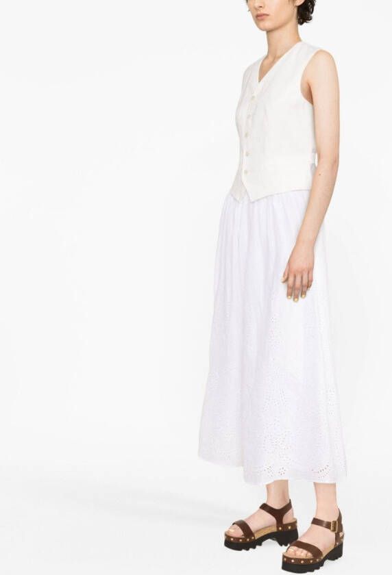 Polo Ralph Lauren Broderie anglaise midi-rok Wit