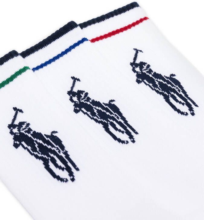 Polo Ralph Lauren Drie paar sokken met geborduurd logo Wit