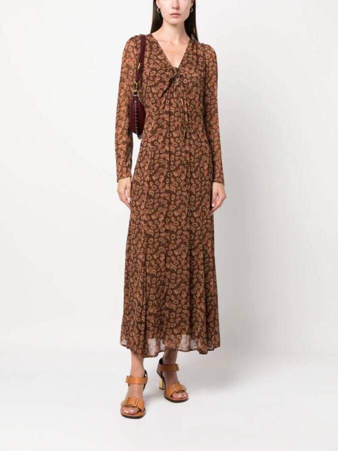 Polo Ralph Lauren Maxi-jurk met bloemenprint Bruin