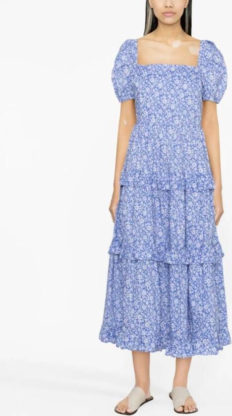 Polo Ralph Lauren Maxi-jurk met pofmouwen Blauw