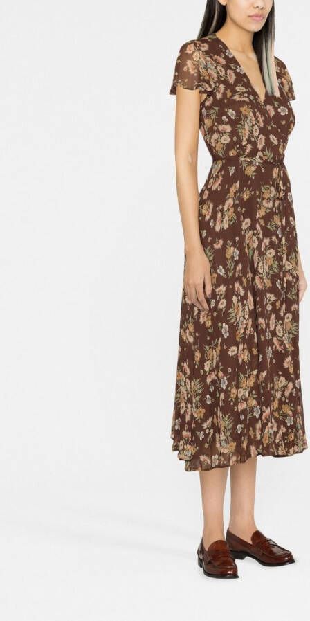 Polo Ralph Lauren Midi-jurk met bloemenprint Bruin