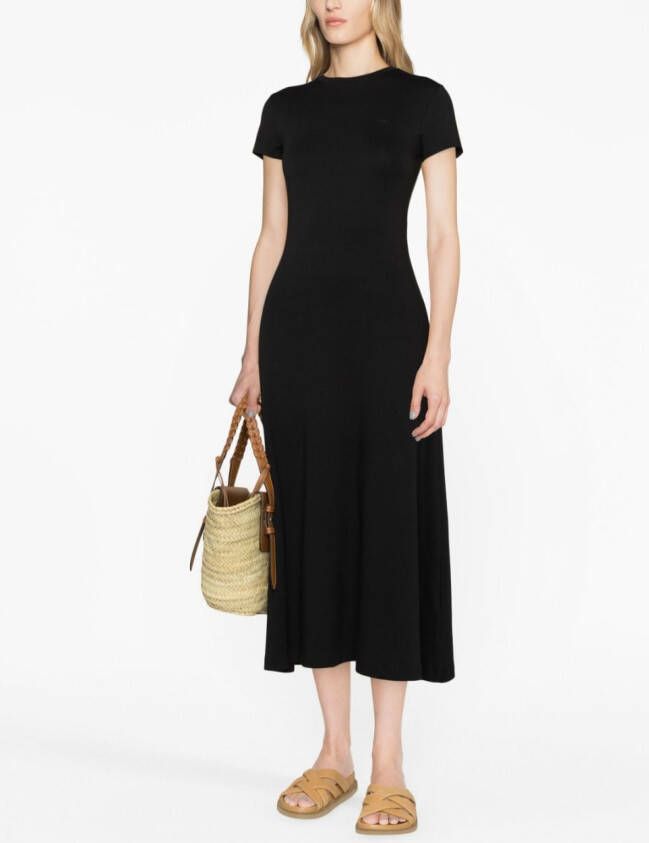 Polo Ralph Lauren Midi-jurk met korte mouwen Zwart