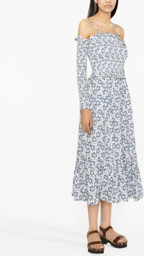 Polo Ralph Lauren Off-shoulder midi-jurk Blauw