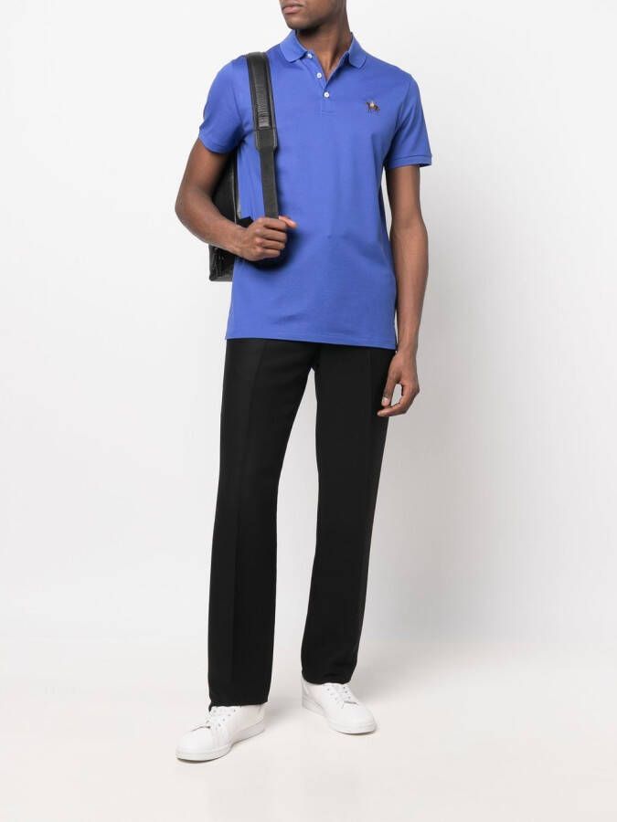 Ralph Lauren Purple Label Poloshirt met geborduurd logo Blauw