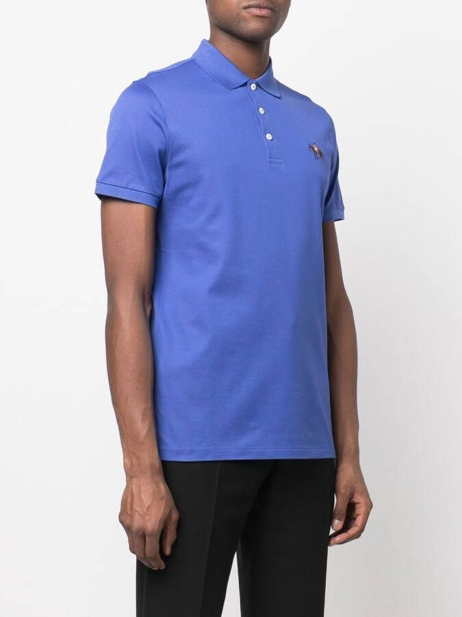 Ralph Lauren Purple Label Poloshirt met geborduurd logo Blauw