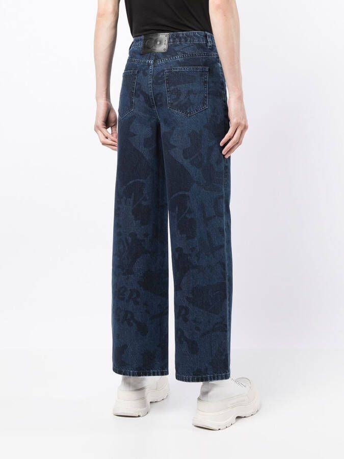 Ports V Jeans met print Blauw
