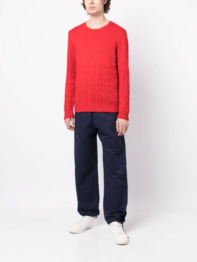 Ports V Kabelgebreide trui Rood