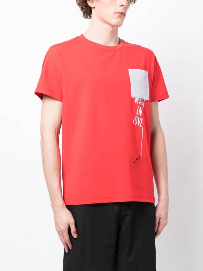 Ports V T-shirt met geborduurd logo Rood