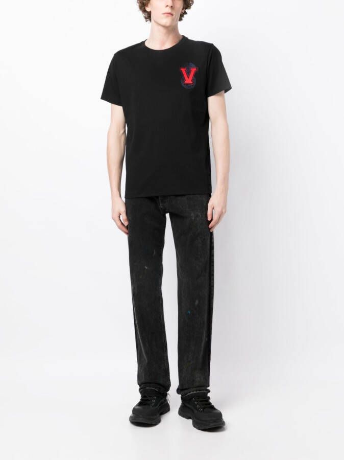 Ports V T-shirt met geborduurd logo Zwart