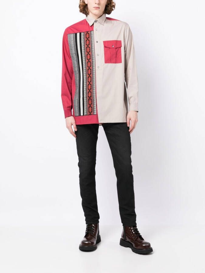 Ports V Overhemd met geometrische print Beige