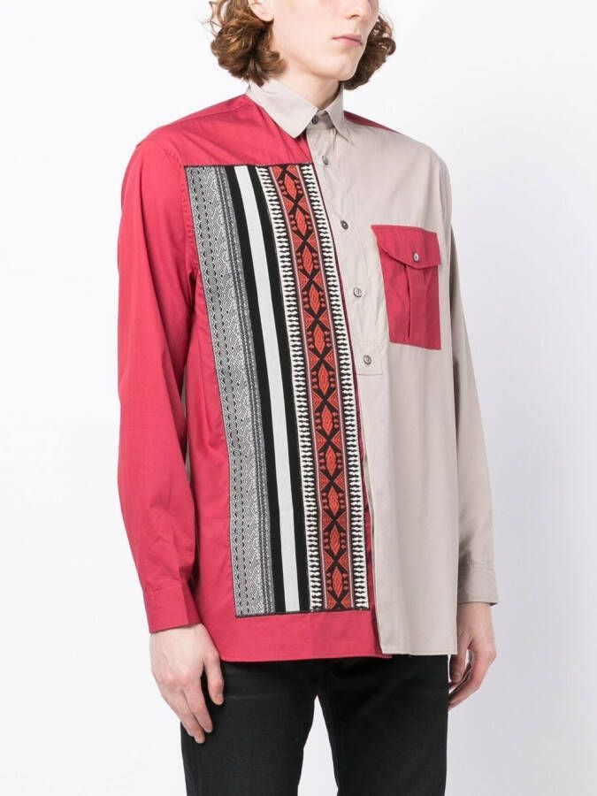 Ports V Overhemd met geometrische print Beige