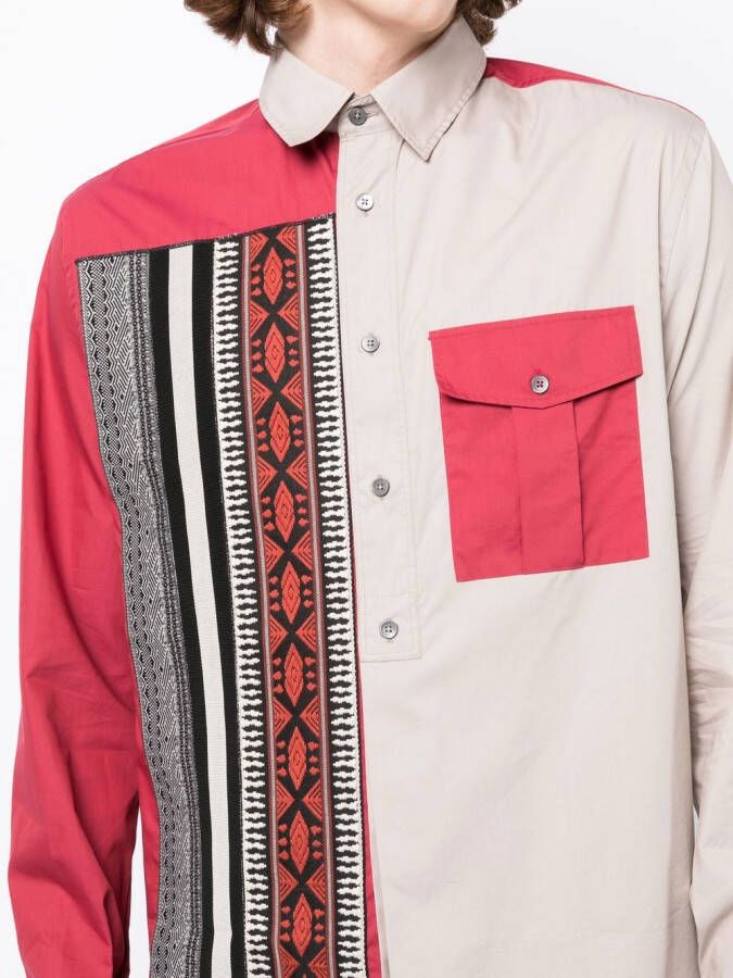 Ports V Overhemd met geometrische print Beige