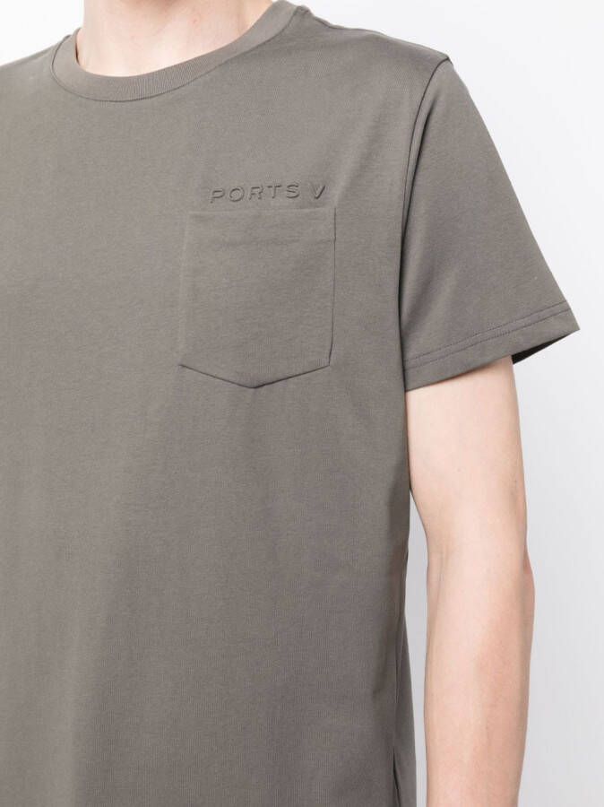 Ports V T-shirt met opgestikte zak Grijs