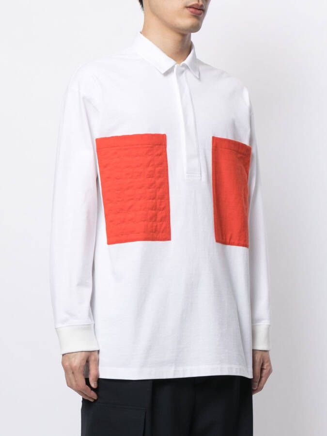 Ports V Poloshirt met contrastvlak Wit