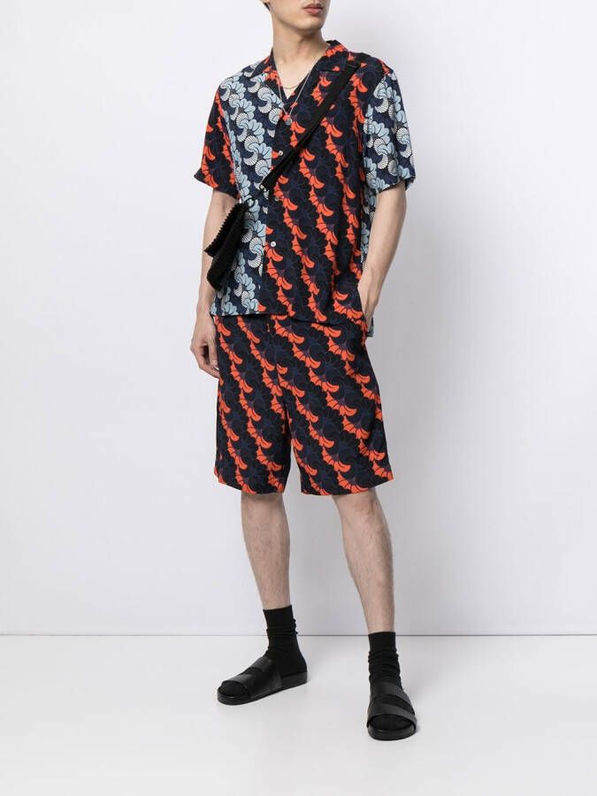 Ports V Shirt met bloemenprint Blauw