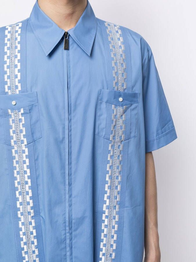 Ports V Shirt met geometrische band Blauw