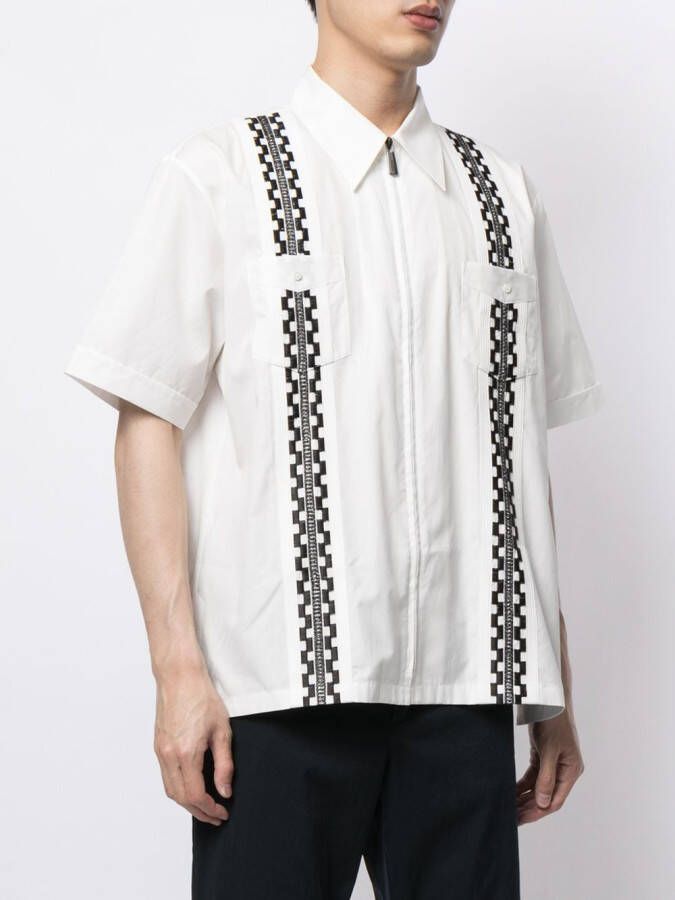 Ports V Shirt met geometrische band Wit