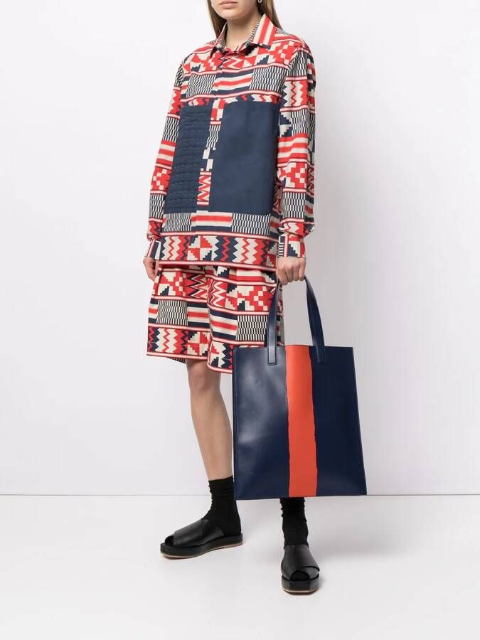 Ports V Shirt met geometrische print Wit