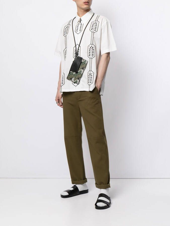 Ports V Shirt met geometrische print Wit