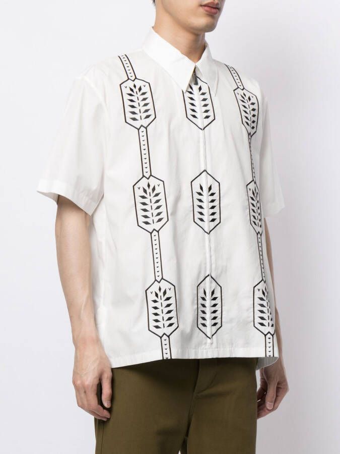 Ports V Shirt met geometrische print Wit