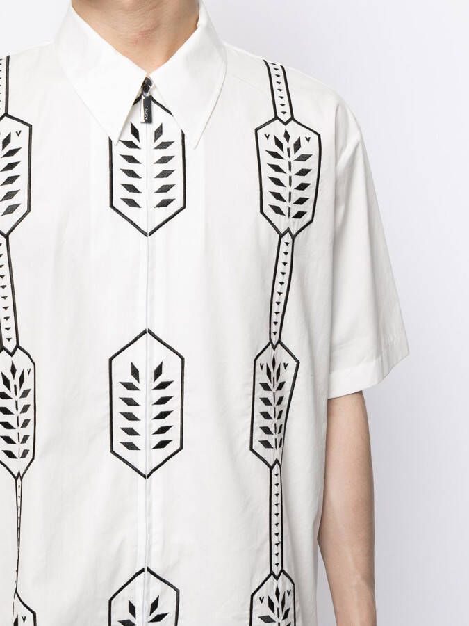 Ports V Shirt met geometrische print Wit