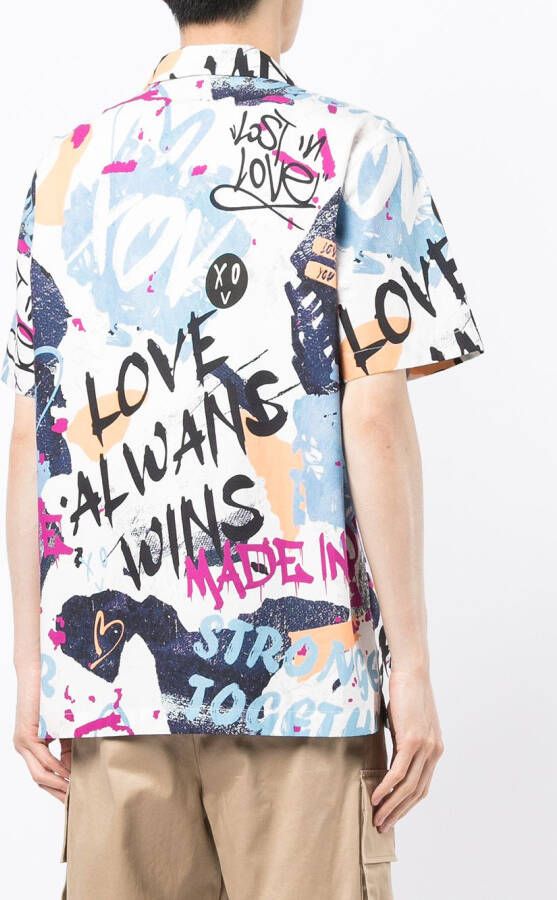 Ports V Shirt met graffiti-print Veelkleurig