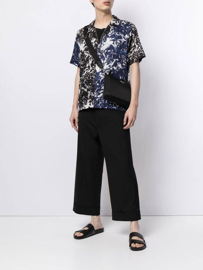 Ports V Shirt met marmerprint Blauw