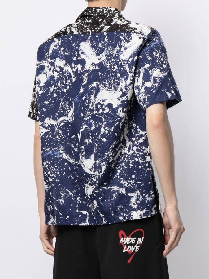 Ports V Shirt met marmerprint Blauw