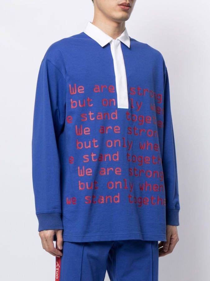 Ports V Shirt met tekst Blauw