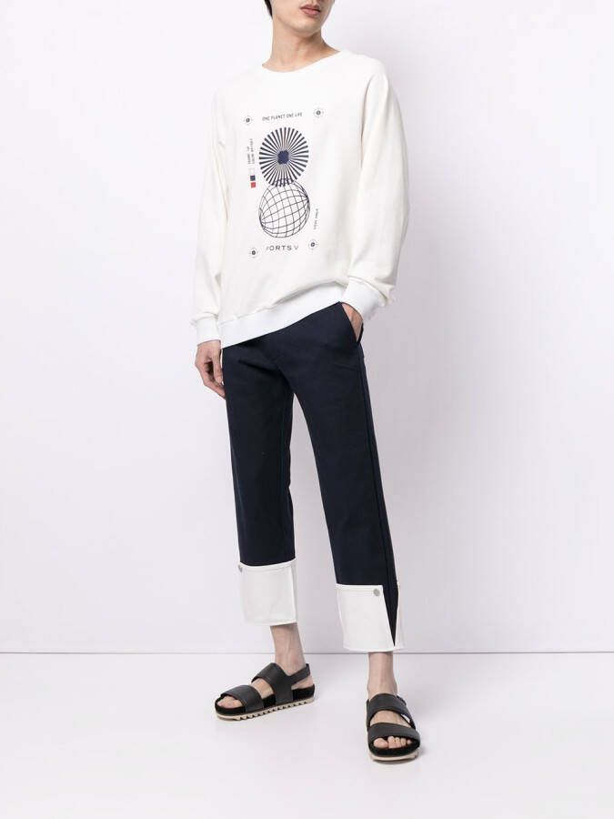 Ports V Sweater met tekst Wit