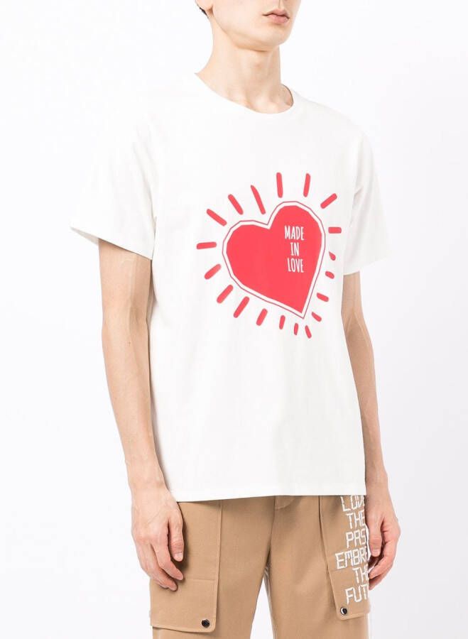 Ports V T-shirt met hartprint Wit