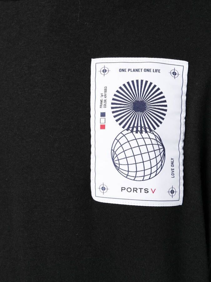 Ports V T-shirt met logopatch Zwart